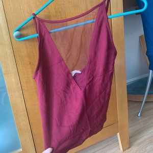 URBAN OUTFITTERS BURGUNDY SHEER TANK silence+noise